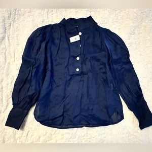 XS BANANA REPUBLIC Sheer Navy blouse- NEW
